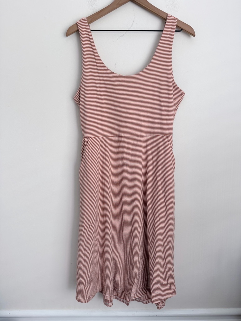 Pact Pink and White Striped Midi Dress